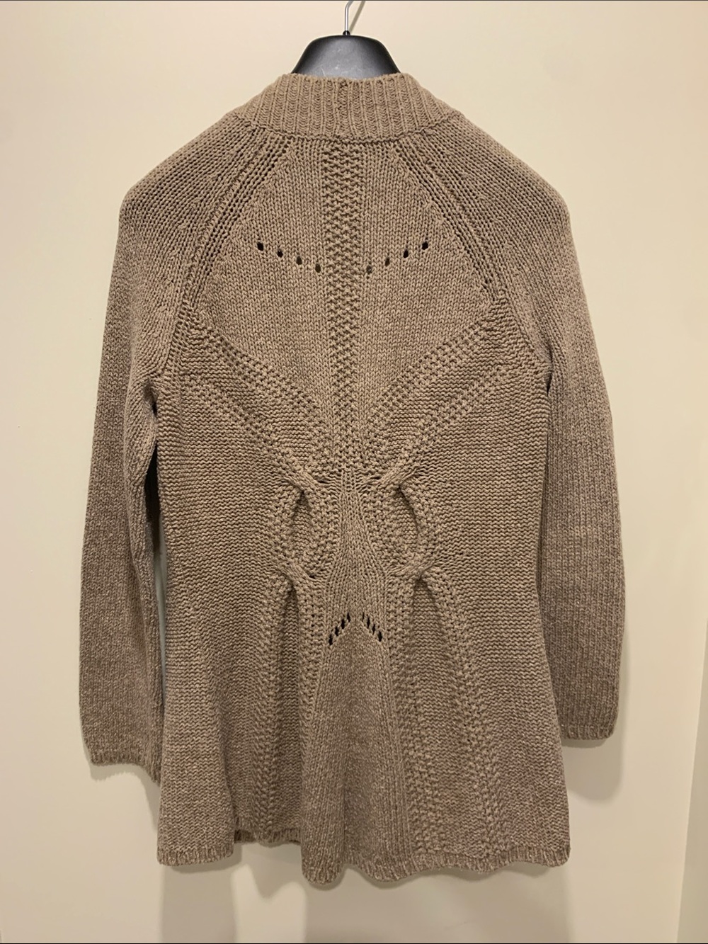 Size L Taupe-Tan Cotton Rich Knit Cardigan